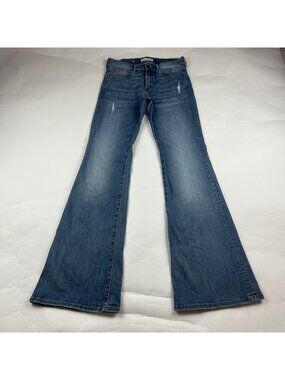 LONG Banana Republic Stretch Distressed Denim High Rise Flared Jeans 28